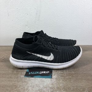 Nike Free RN Motion Flyknit Black White Running Shoes Women's 9 834585-001